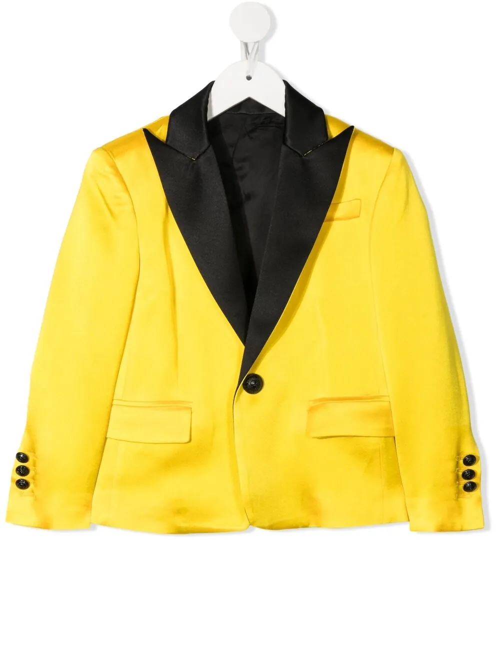 Balmain Two-tone Single-breasted Blazer In Yellow