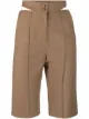 Image 1 of Materiel cut-out knee-length shorts