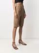 Materiel cut-out knee-length shorts