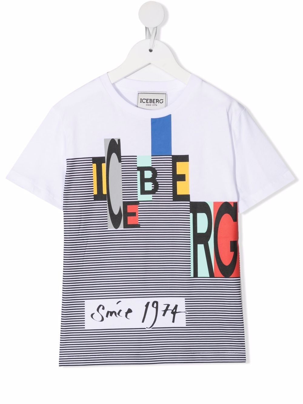 Iceberg Logo-print Striped T-shirt In Weiss