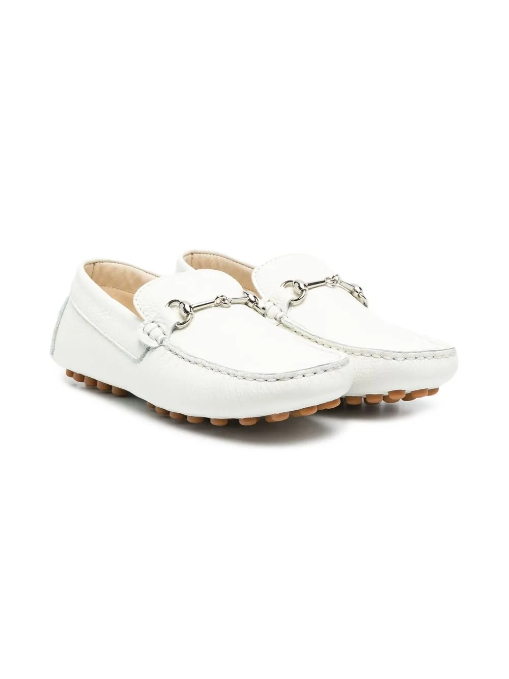 

MONTELPARE TRADITION TEEN pebbled square toe loafers - White