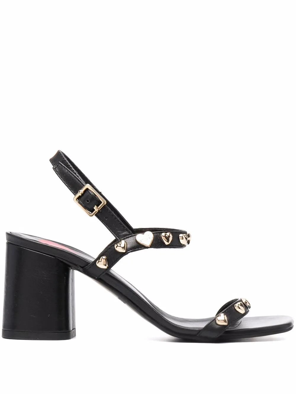 Love Moschino Heart-studded Block-heel Sandals In Black