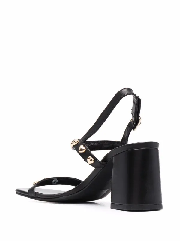 Black studded block heel sandals on sale