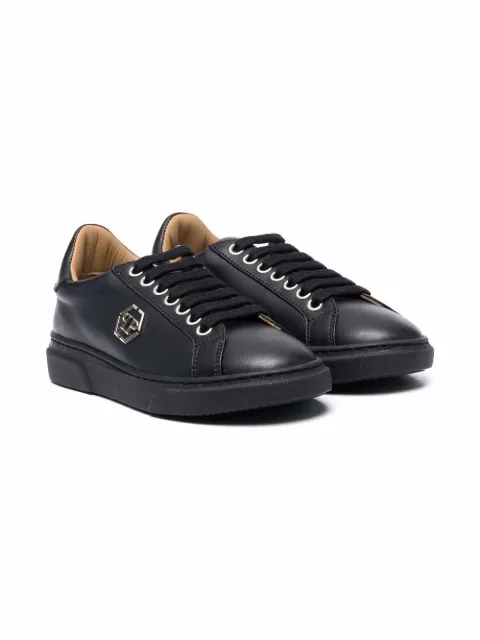 Philipp Plein Junior tenis bajos con placa hexagonal