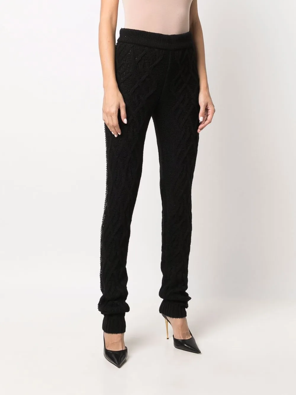  Philipp Plein Cashmere Crystal Hose Mit Zopfmuster   Schwarz 