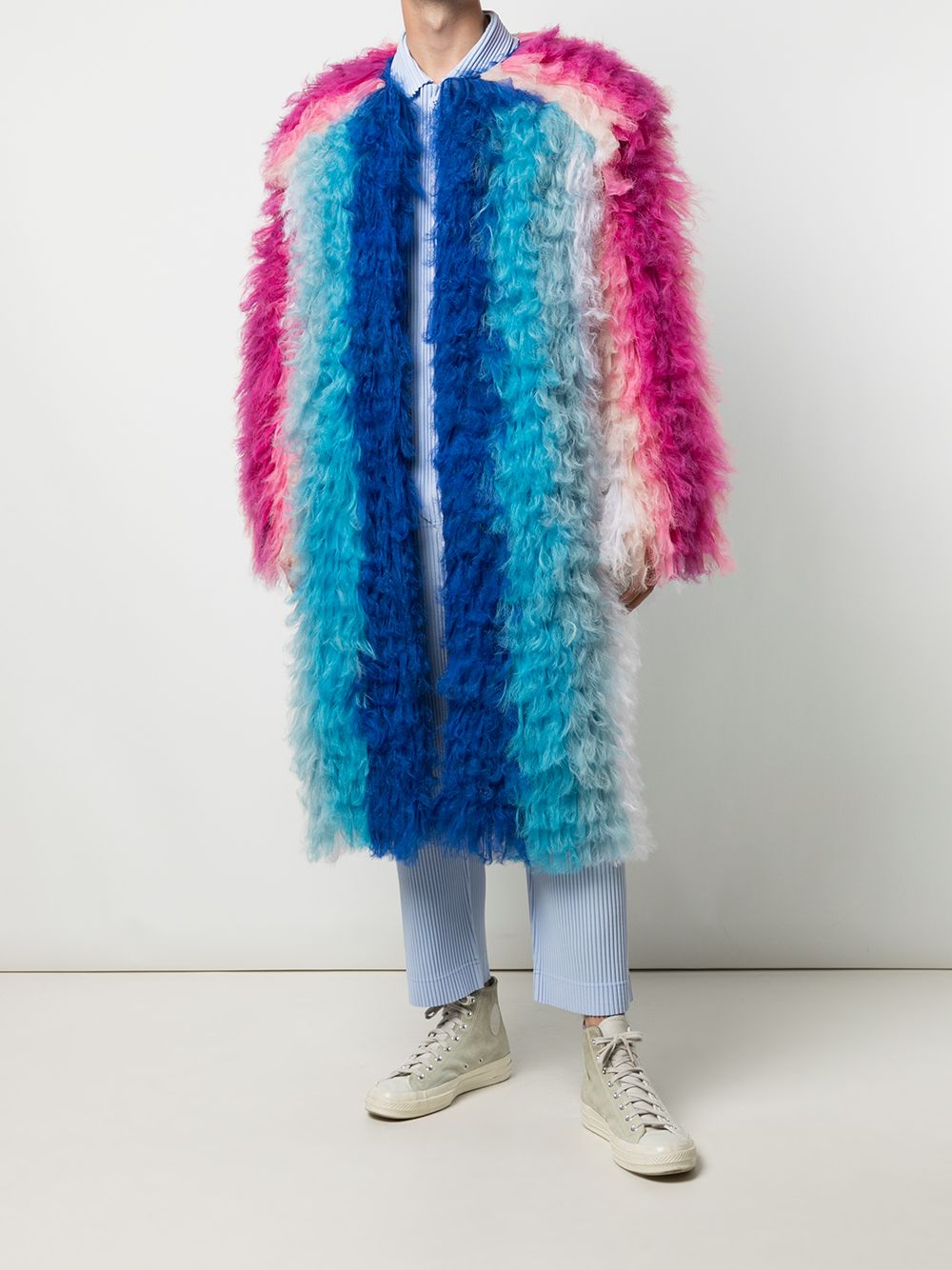 фото Walter van beirendonck khiva striped mid-length coat