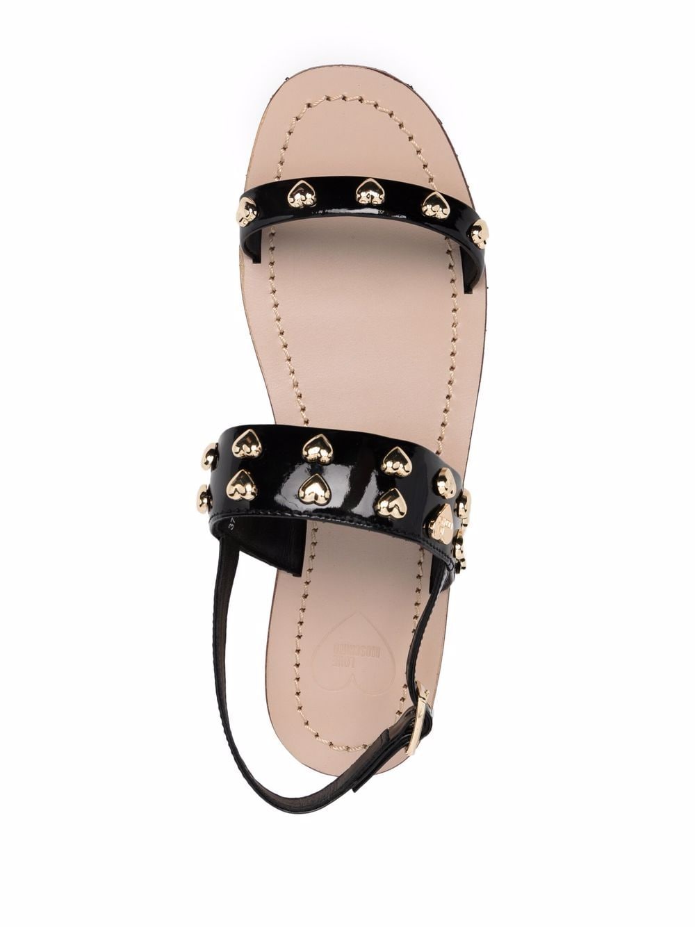Shop Love Moschino Heart-stud Flat Sandals In Black