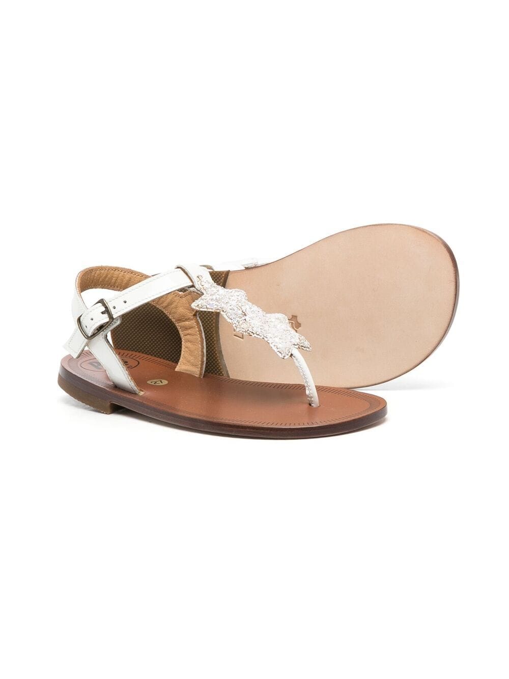Shop Pèpè Glitter-star Sandals In White