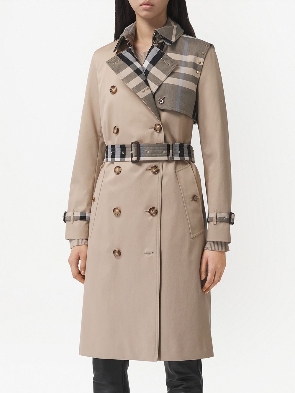 Burberry Check-Panel Trench Coat