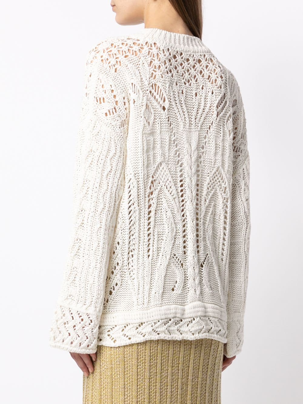 Shop Mame Kurogouchi Floral Drop-shoulder Knit Jumper In White