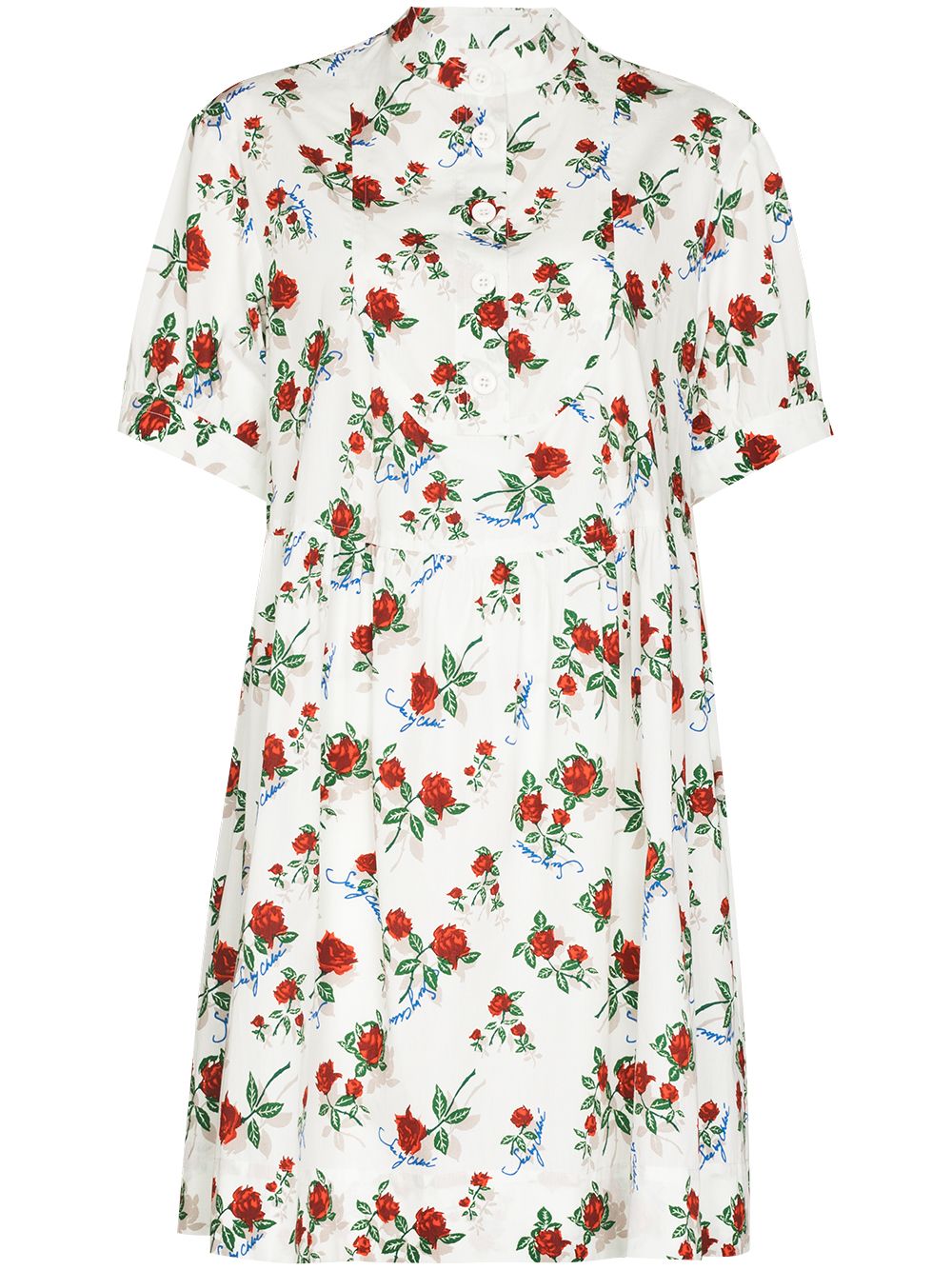Image 1 of See by Chloé rose-print poplin shirtdress