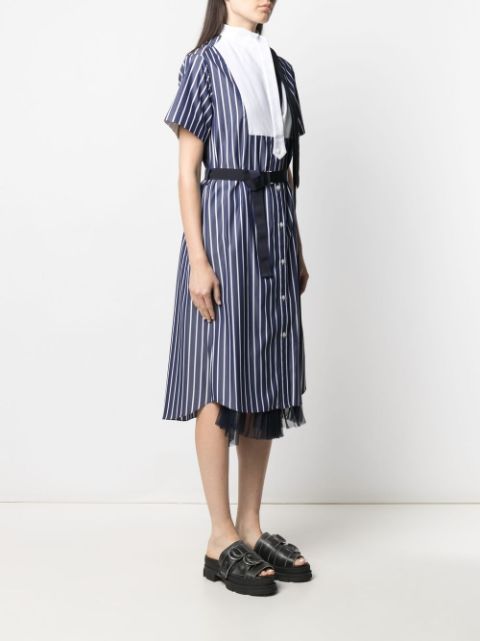 Sacai Striped short-sleeve Shirt Dress - Farfetch