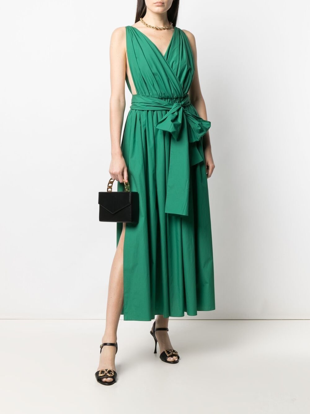 Dolce & Gabbana Belted Pleated Midi Dress - Farfetch