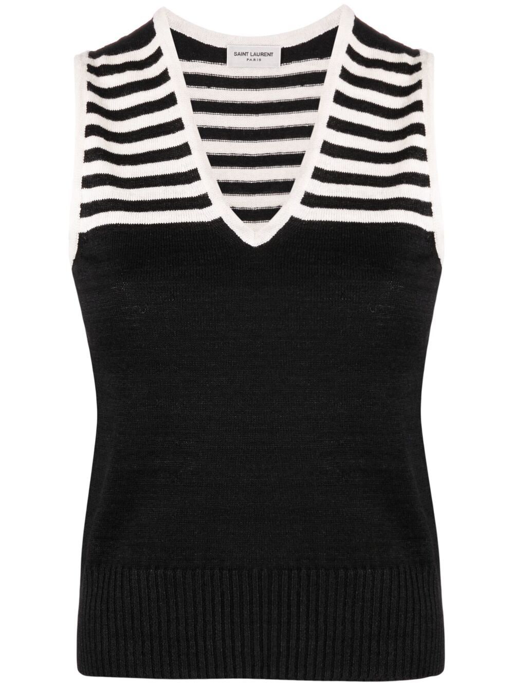 Saint Laurent V-neck Striped Knitted Top - Farfetch