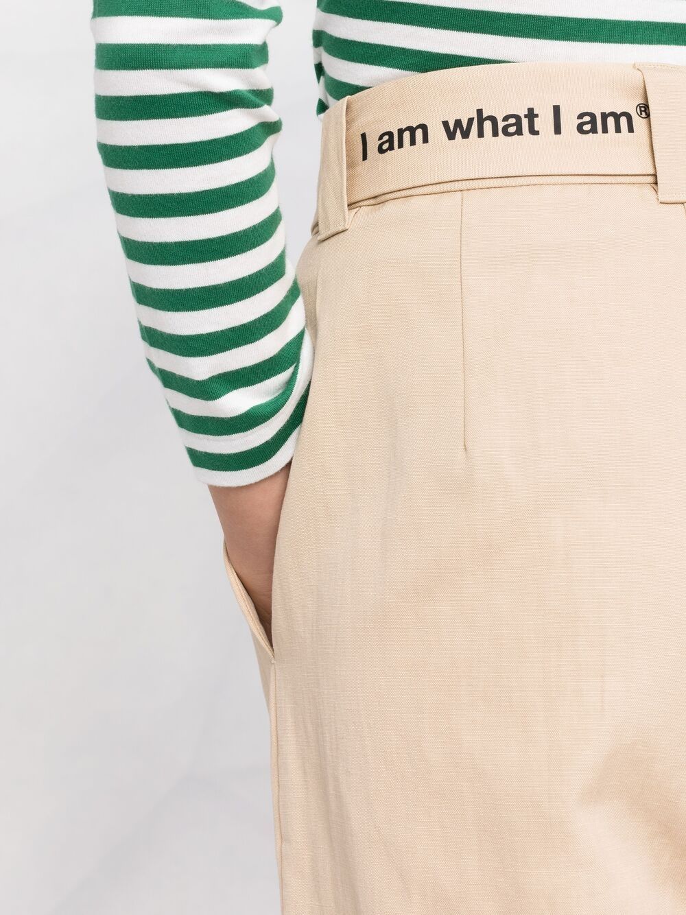 Shop Msgm Belted Straight-leg Trousers In Neutrals