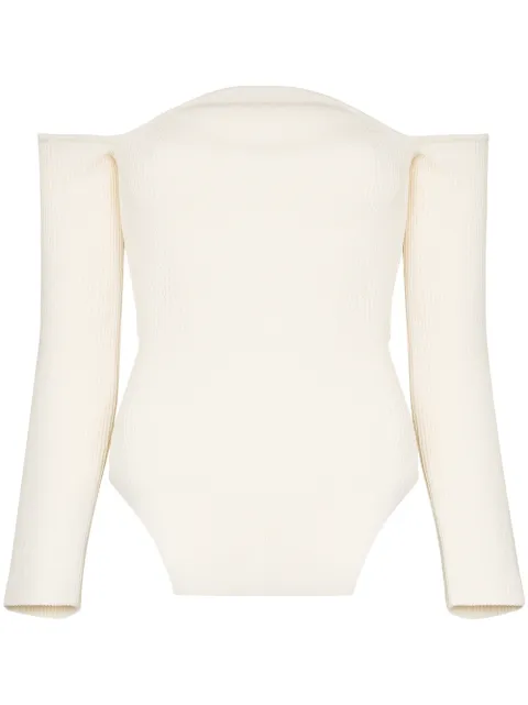 KHAITE Maria off-shoulder ribbed top