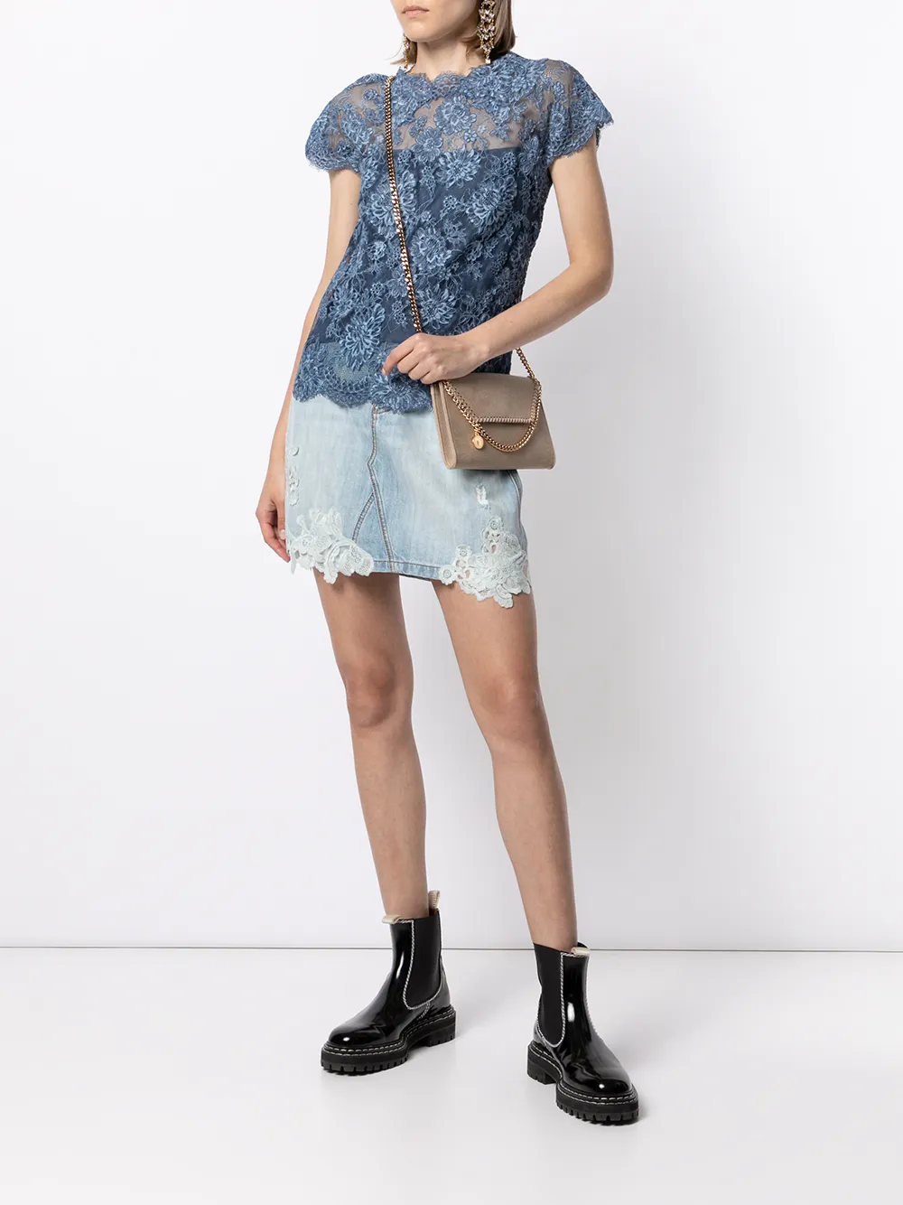 фото Ermanno scervino футболка с цветочным кружевом