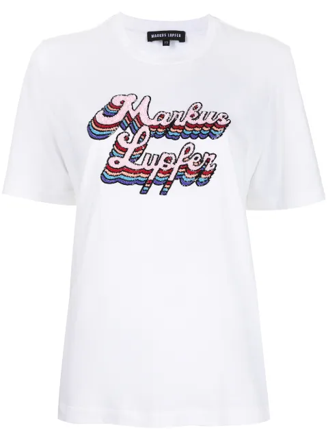 Markus Lupfer Alex sequin-embellished logo T-shirt 