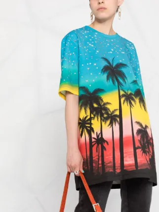 oversized palm print T-shirt展示图