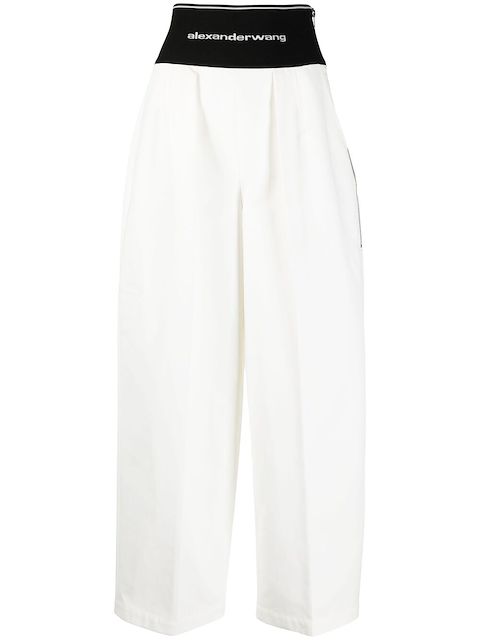 Alexander Wang logo-waistband wide-leg trousers