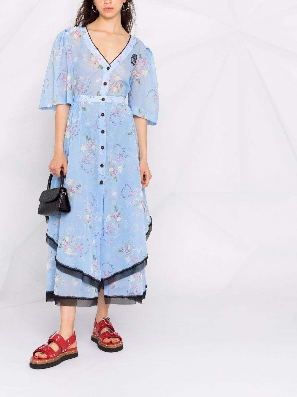 Ulyana Sergeenko Blousejurk met bloemenprint - Blauw