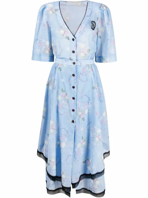 Ulyana Sergeenko vestido camisero con estampado floral