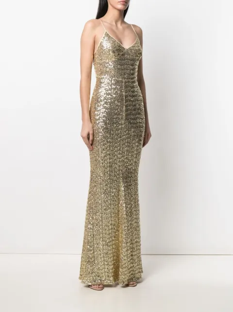 Elisabetta Franchi 亮片缀饰V领礼服- Farfetch