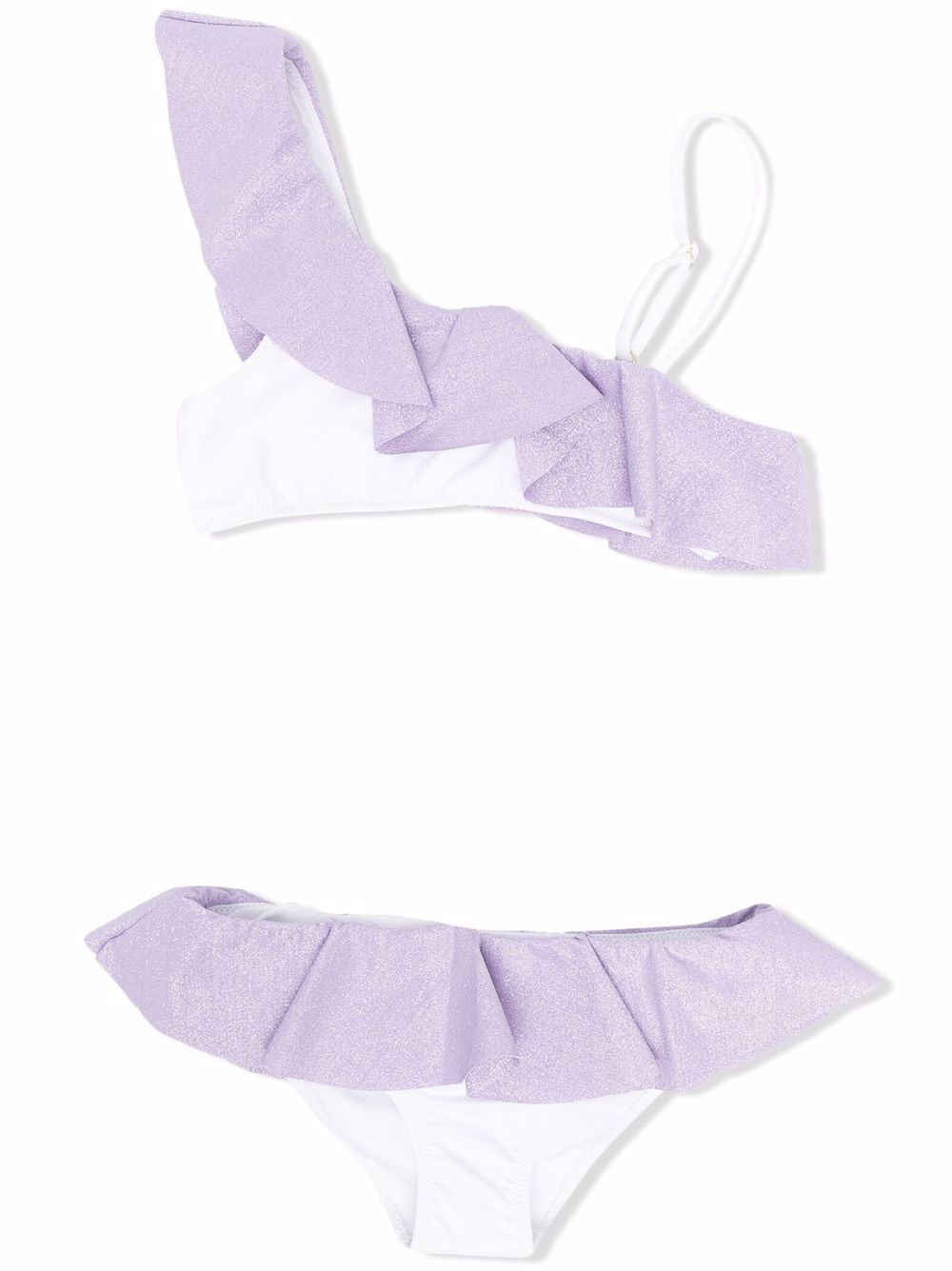 

MC2 Saint Barth Kids off-shoulder ruffled bikini set - Purple