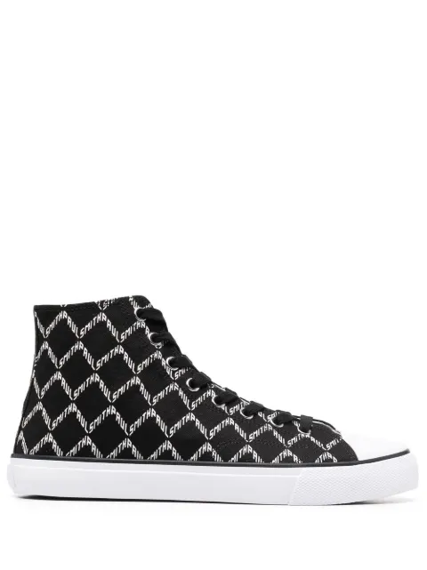 printed checkered canvas vulcanized sneakers