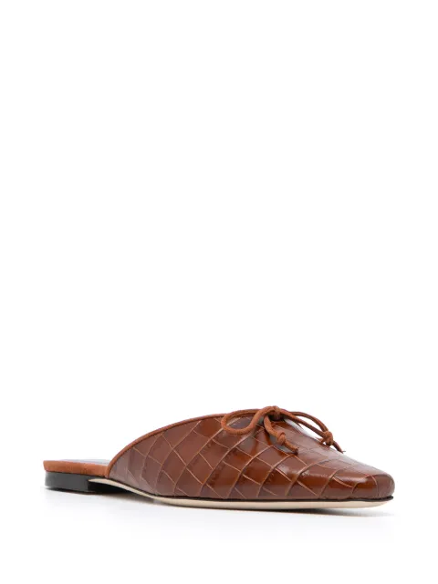 staud gina square toe croc embossed leather mules