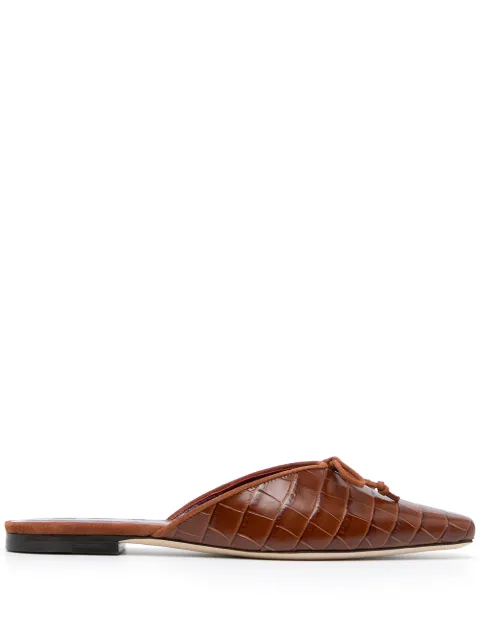 staud gina square toe croc embossed leather mules