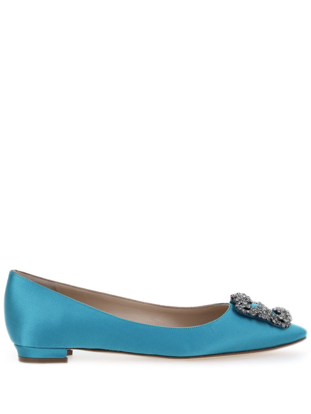 Manolo Blahnik Hangisi satin ballerina shoes Blue