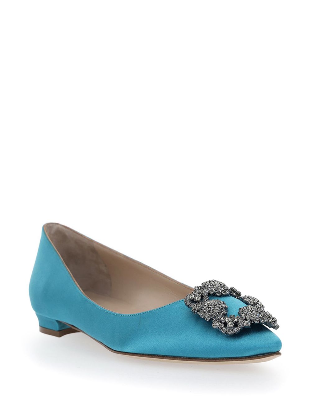 Manolo Blahnik Hangisi satin ballerina shoes Blue