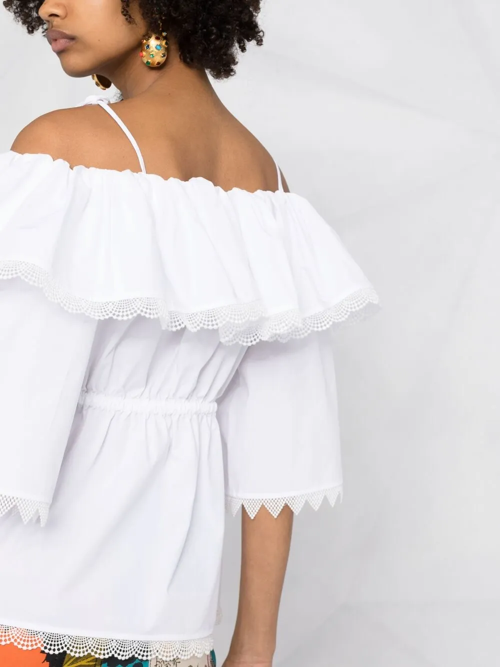 фото Msgm топ с открытыми плечами и ажурной отделкой