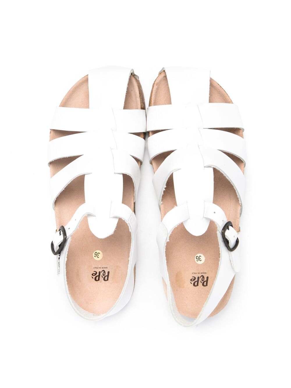 Shop Pèpè Teen Buckle-fastening Leather Sandals In White
