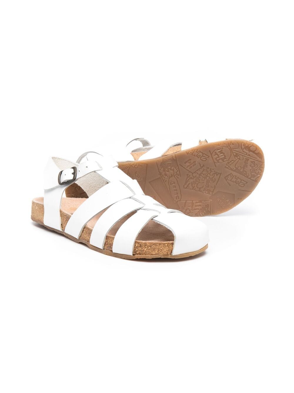 Shop Pèpè Teen Buckle-fastening Leather Sandals In White