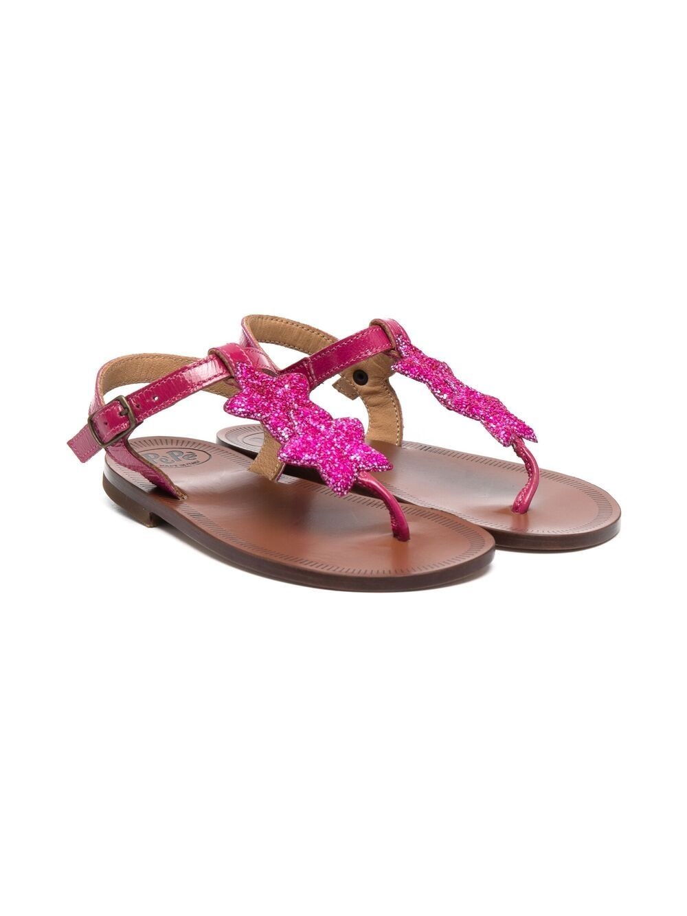 Pèpè Kids' Star-detail Leather Sandals In Pink