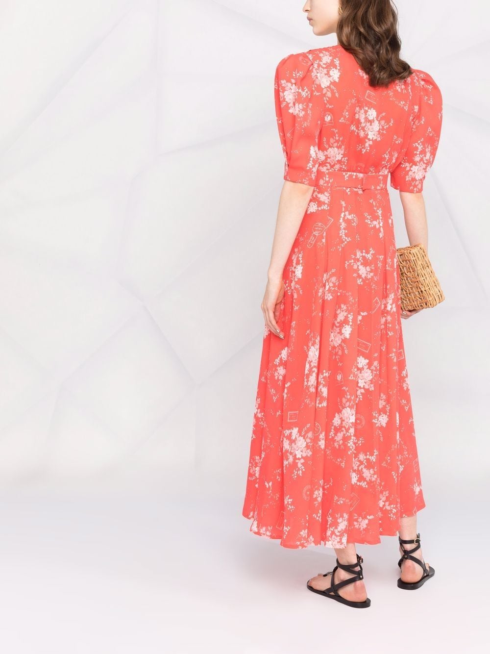 фото Ulyana sergeenko платье миди с цветочным принтом