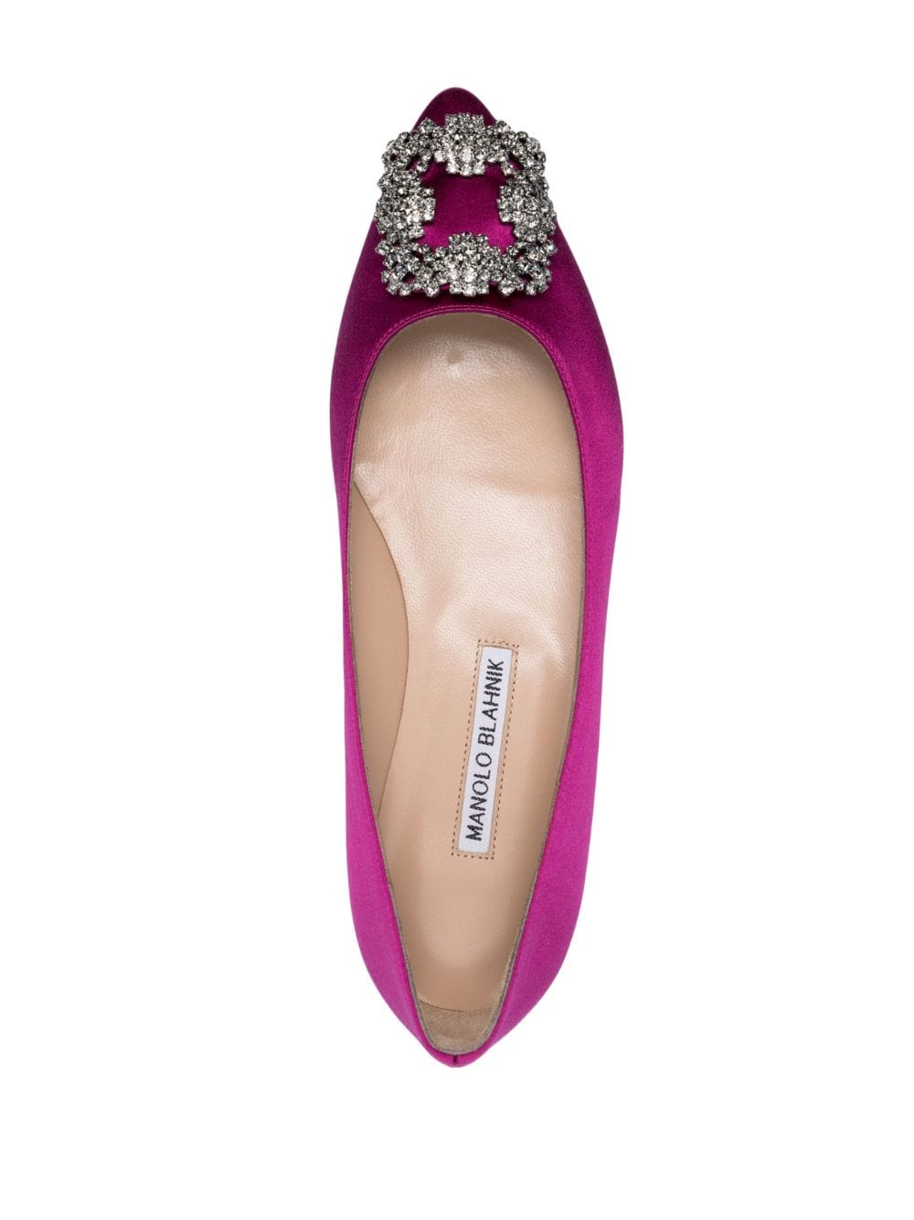 Shop Manolo Blahnik Hangisi Satin Ballerina Shoes In Purple