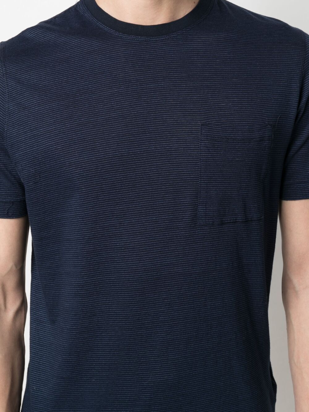 Shop Zanone Chest-pocket Striped T-shirt In Blue