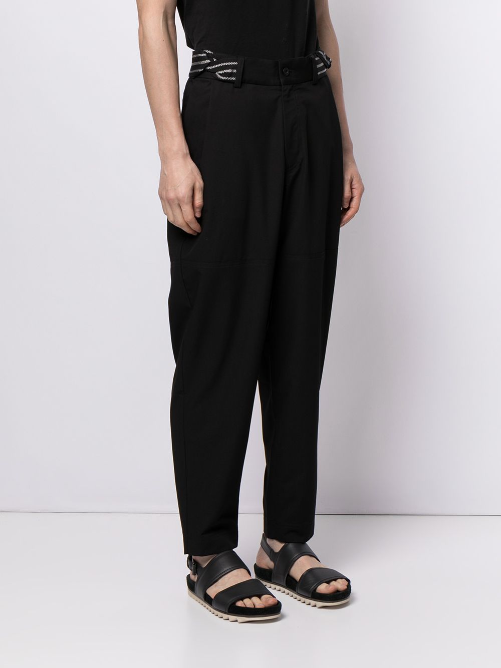 Shop Qasimi Striped-waistband Tapered Trousers In Schwarz