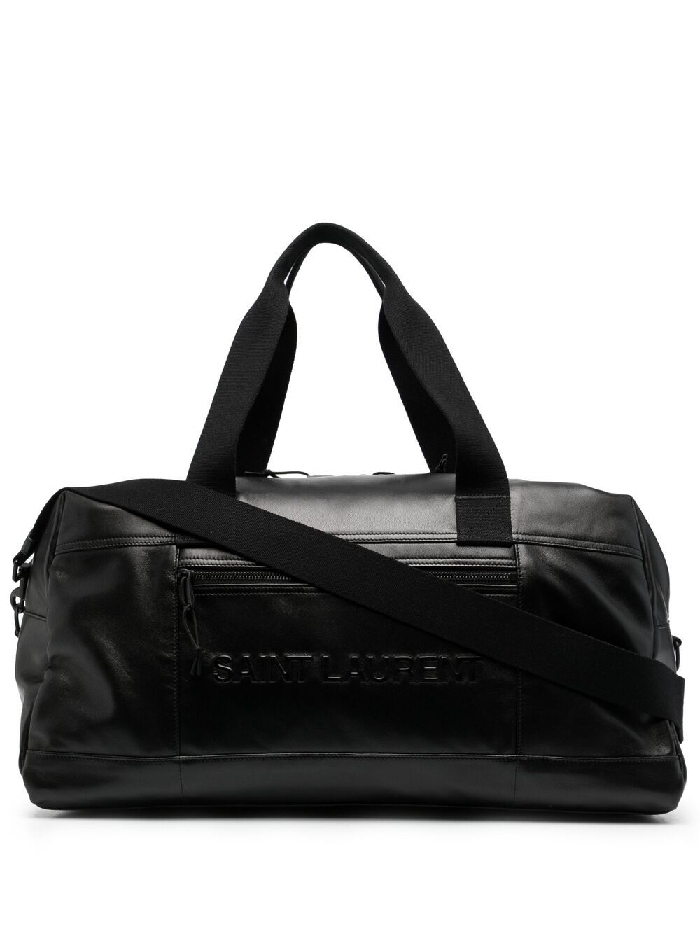 Saint Laurent Embossed-logo Luggage Bag In Black