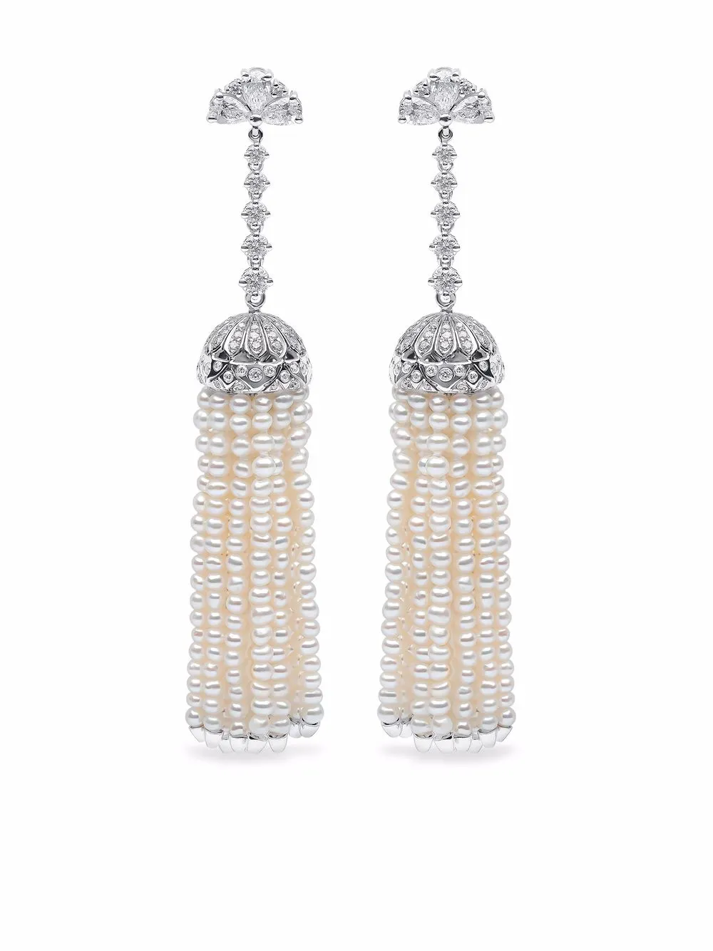 

Yoko London 18kt white gold Tassel pearl and diamond earrings - Silver