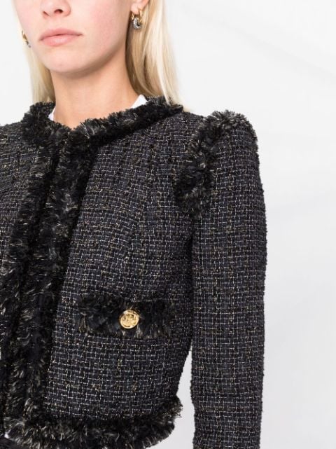 Elisabetta Franchi Textured Tweed Cropped Jacket - Farfetch