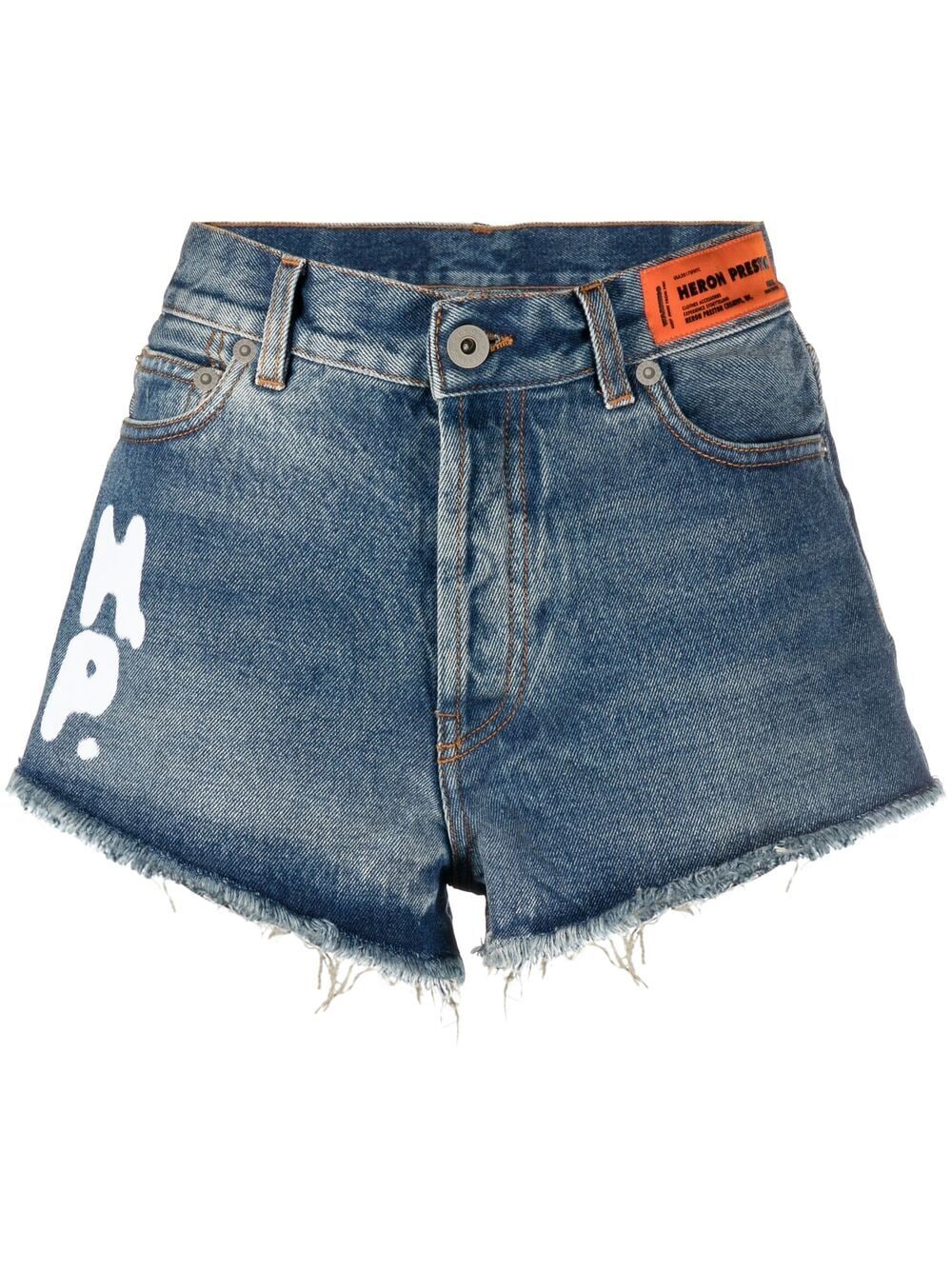 Heron Preston Logo-print Denim Shorts In Blue