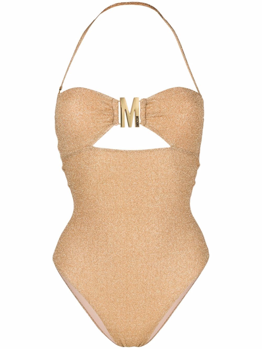 фото Moschino купальник с эффектом металлик и логотипом