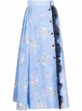 Ulyana Sergeenko floral-print maxi skirt - Blue