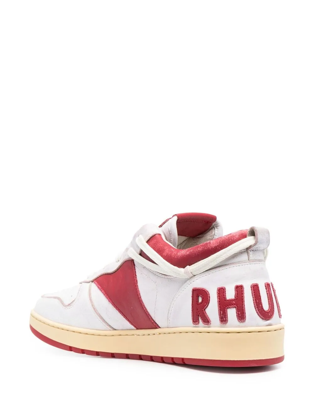 RHUDE two-tone lace-up trainers White