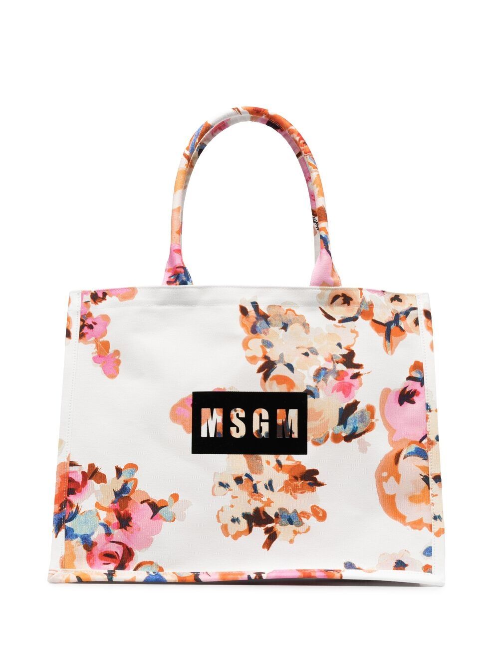 фото Msgm сумка-тоут с цветочным принтом и логотипом