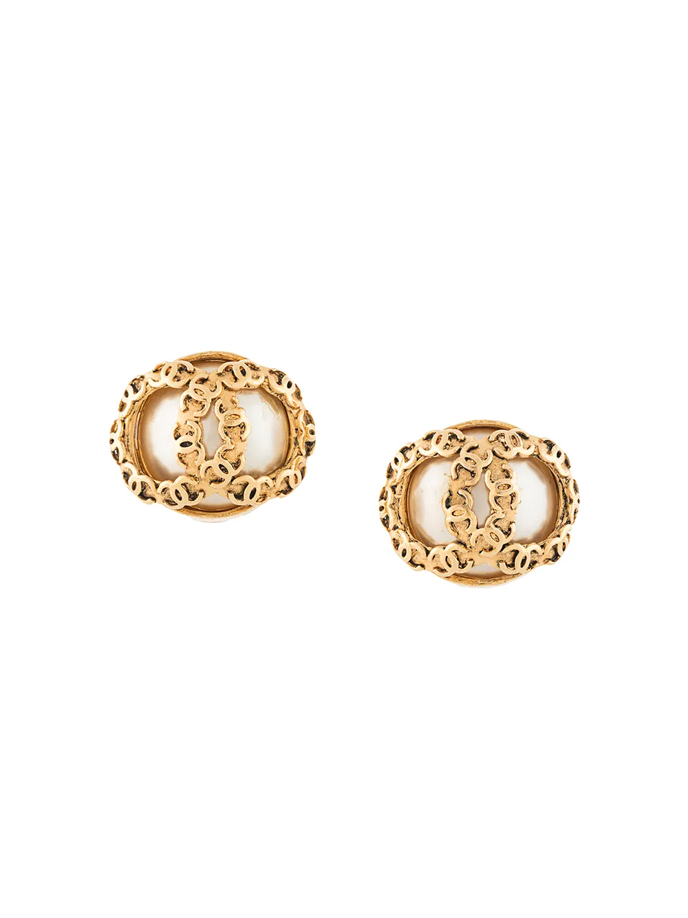 

Chanel Pre-Owned aretes de clip con perla artificial 1994 - Dorado